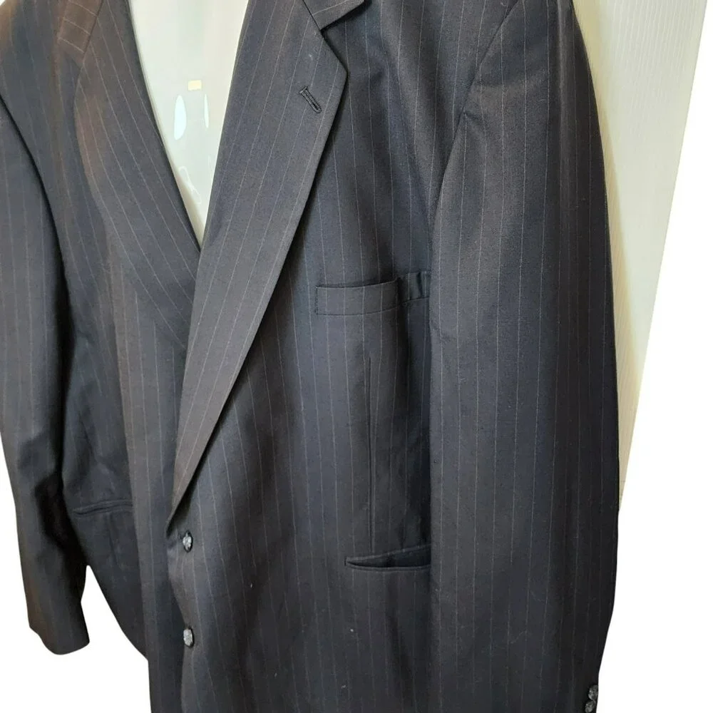 Robert Kent Wool Blazer 100%‎ Wool | 2-Button Pinstripe Suit Jacket 29x27